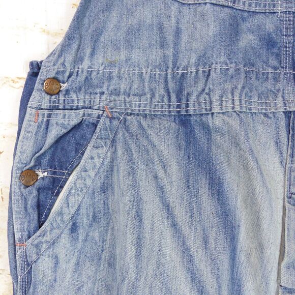 VTG JCPenney Big Mac 70s Denim Overalls Carpenter 43X30.5 Square Back Union Made - Picture 8 of 16